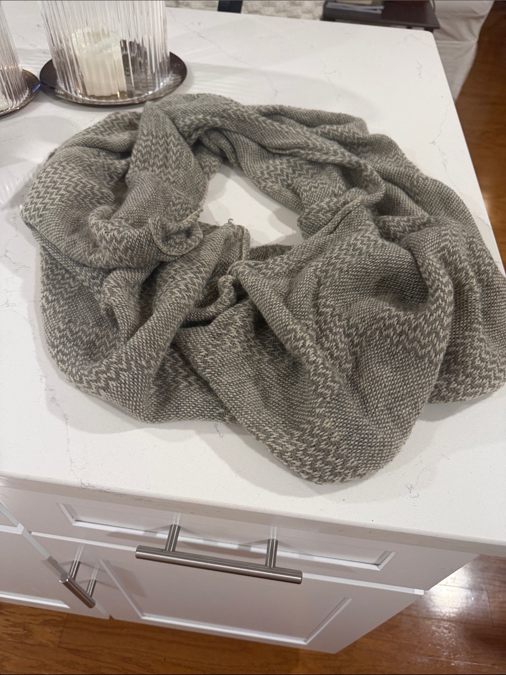 Classic Gray Knit Infinity Scarf - Women's Wrap
